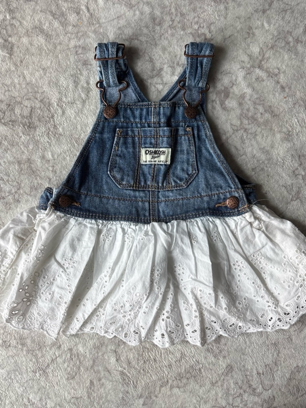 Cat & Jack Denim Overall Dress in Blue and White